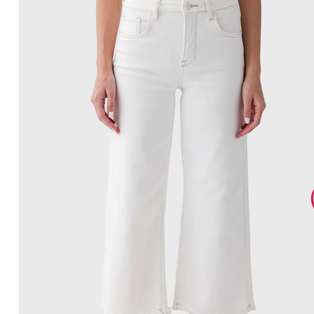 Women's cream Risen Wide-Leg Jeans